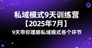 私域模式9天训练营【2025年7月】​9天带你理顺私域模式各个环节-8U创业网