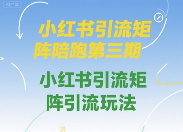 小红书引流矩阵陪跑第三期，小红书引流矩阵引流玩法-8U创业网