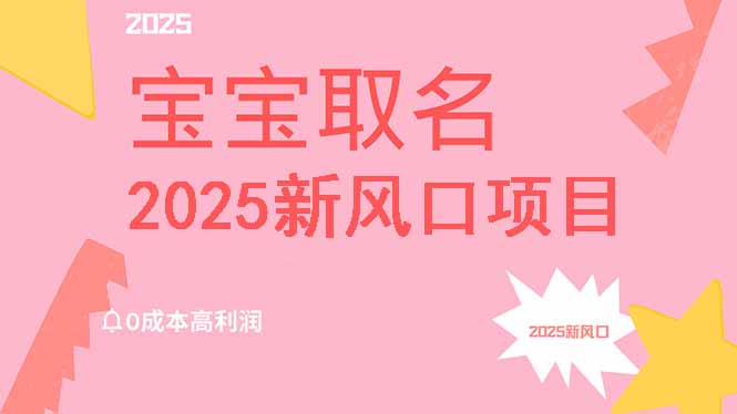 （14593期）2025新风口项目宝宝取名，0成本高利润，附保姆级教程，月入过万不是梦-8U创业网