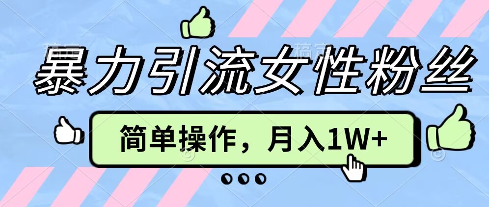 操作“零难度”小众项目，疯狂引流女性粉丝，月入轻松破 1W+-8U创业网