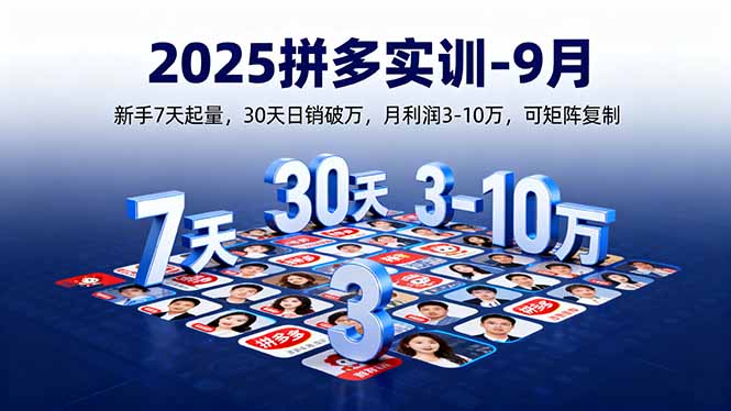 2025拼多多实训-9月：新手7天起量,30天日销破万,月利润3-10万,可矩阵复制-8U创业网