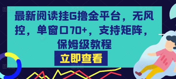 最新阅读挂G撸金平台，无风控，单窗口70+，支持矩阵，保姆级教程【揭秘】-8U创业网