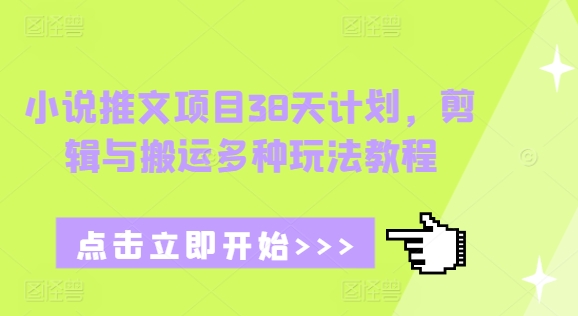 小说推文项目38天计划，剪辑与搬运多种玩法教程-8U创业网