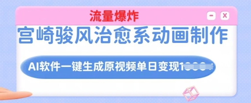 宫崎骏风治愈系动画制作，AI软件一键生成原创视频流量爆炸，单日变现多张，详细实操流程-8U创业网