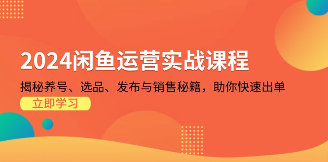 2024闲鱼运营实战课程：揭秘养号、选品、发布与销售秘籍，助你快速出单-8U创业网