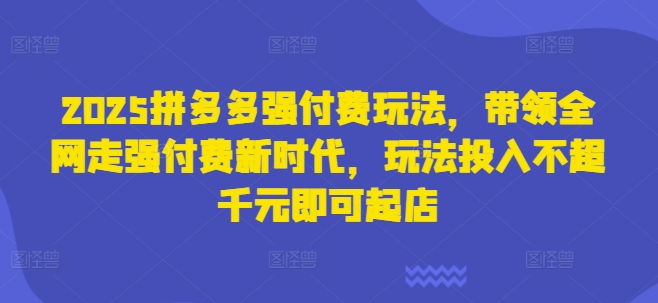 2025拼多多强付费玩法，带领全网走强付费新时代，玩法投入不超千元即可起店-8U创业网