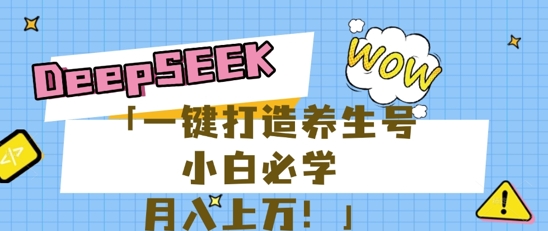 25年最新风口，用DeepSeek做养生号，小白必学，日入数张，一条作品涨粉1W+-8U创业网