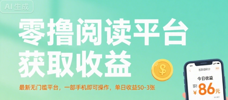 零撸阅读平台获取收益，最新无门槛平台，一部手机即可操作，单日收益50-3张【揭秘】-8U创业网