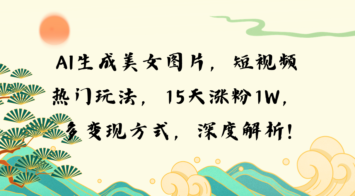 （13581期）AI生成美女图片，短视频热门玩法，15天涨粉1W，多变现方式，深度解析!-8U创业网