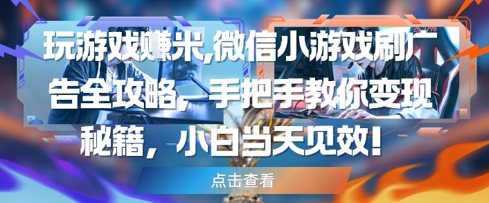 玩游戏挣米，微信小游戏刷广告全攻略，手把手教你变现秘籍，小白当天见效-8U创业网