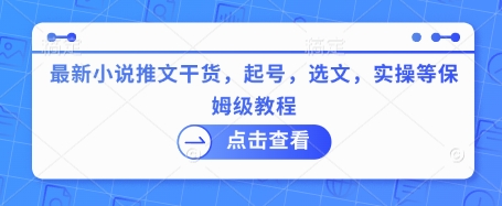 最新小说推文干货，起号，选文，实操等保姆级教程-8U创业网