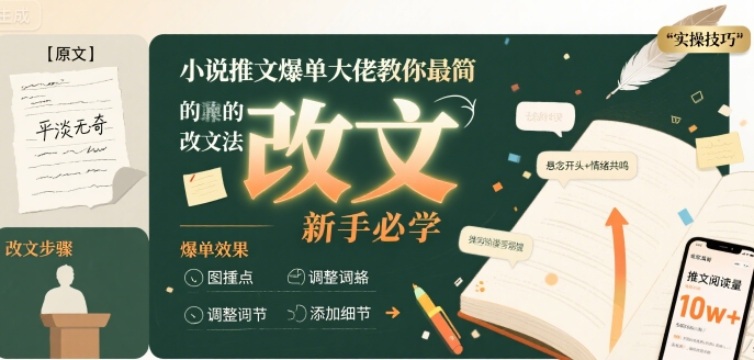 小说推文爆单大佬教你最简单的改文方法实操课，新手必学-8U创业网