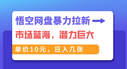 悟空网盘暴力拉新：一单10元，市场空白，日入几张-8U创业网