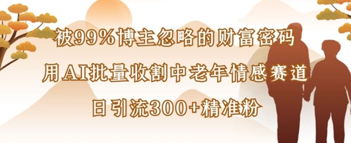被99%博主忽略的财富密码：用AI批量收割中老年情感赛道，日引流300+精准粉-8U创业网