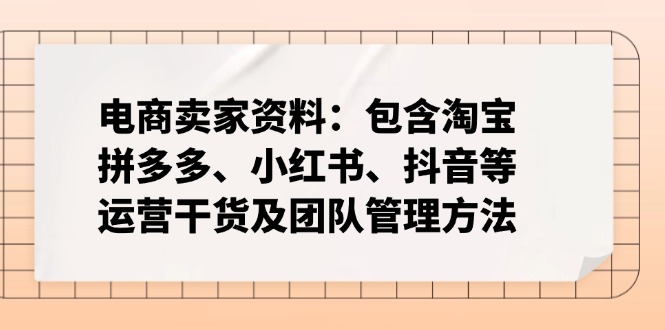 电商卖家资料：包含淘宝、拼多多、小红书、抖音等运营干货及团队管理方法-8U创业网