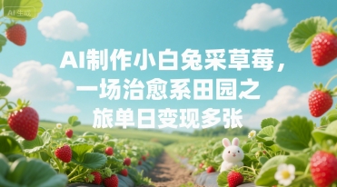 AI制作小白兔采草莓，一场治愈系田园之旅单日变现多张-8U创业网