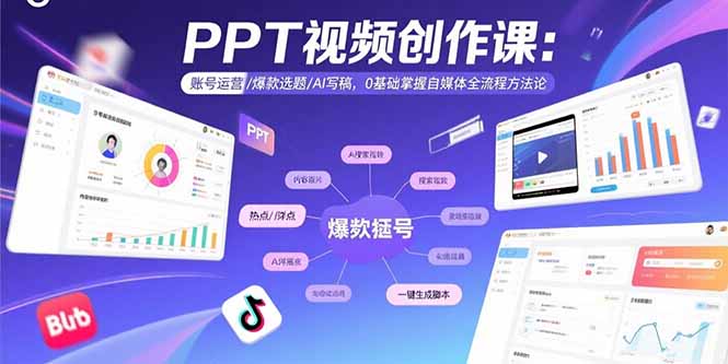 PPT视频创作课：账号运营/爆款选题/AI写稿，0基础掌握自媒体全流程方法论-8U创业网
