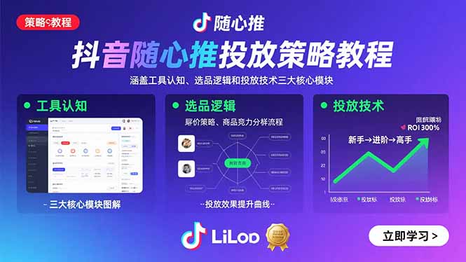 抖音随心推投放策略教程：涵盖工具认知、选品逻辑和投放技术三大核心模块-8U创业网