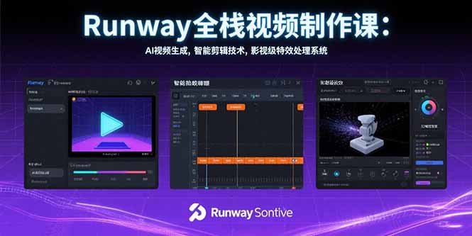 （15515期）Runway全栈视频制作课：AI视频生成，智能剪辑技术，影视级特效处理系统-8U创业网