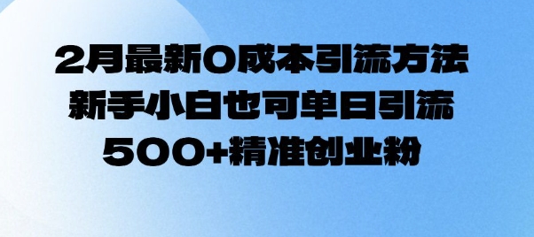 2月最新0成本引流方法，新手小白也可单日引流500+精准创业粉-8U创业网