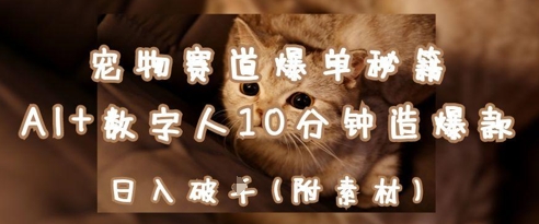 宠物赛道爆单秘籍：AI+数字人10分钟造爆款，日入1k-8U创业网