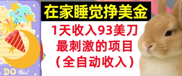 在家挣美金，1天收入93刀，最刺激的项目，0门槛，自动收入(首次公开)-8U创业网