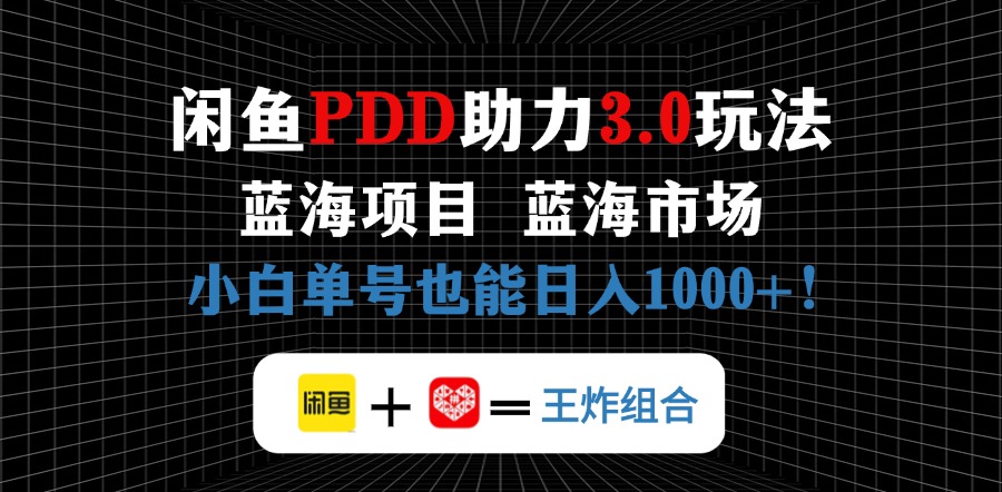 （14516期）闲鱼卖拼多多助力项目，蓝海市场新手也能单号日入1000+-8U创业网