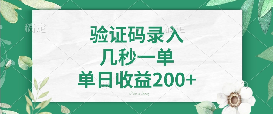验证码录入，几秒一单，单日收益200+-8U创业网