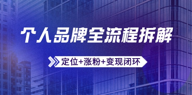 （14799期）个人品牌全流程拆解：定位+涨粉+变现闭环，微信生态运营与资源整合-8U创业网