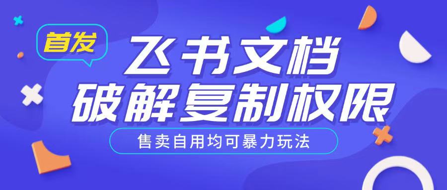 首发飞书文档破解复制权限，售卖自用均可暴力玩法-8U创业网
