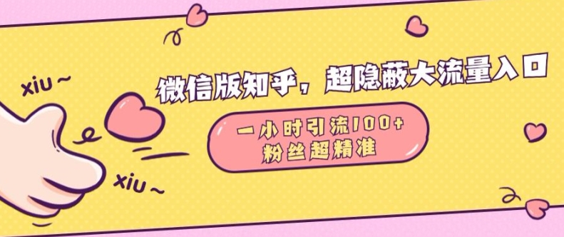 微信版知乎，超隐蔽流量入口1小时引流100人，粉丝质量超高【揭秘】-8U创业网