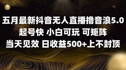 2025五月最新无人直播撸音浪单日产出5张+实操教程【揭秘】-8U创业网