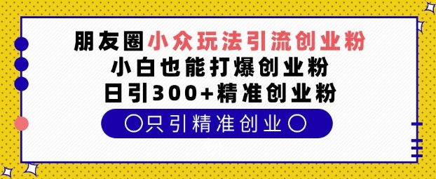 朋友圈小众玩法引流创业粉，小白也能打爆创业粉，日引300+精准创业粉【揭秘】-8U创业网