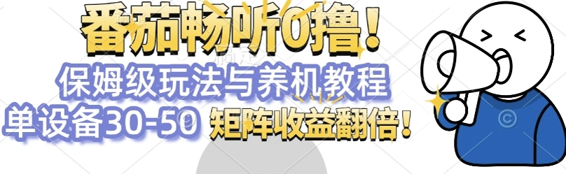 番茄畅听0撸，保姆级玩法与养机教程单设备30-50，矩阵收益翻倍-8U创业网