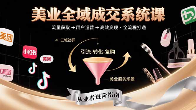 （15650期）美业全域成交系统课程：帮助美业从业者打通从流量获取到高效变现全流程-8U创业网