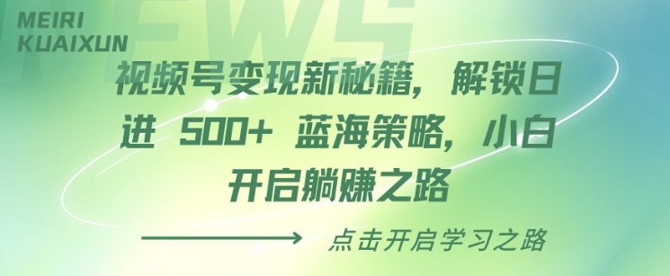 视频号变现新秘籍，解锁日进 5张 蓝海策略，小白开启躺Z之路-8U创业网