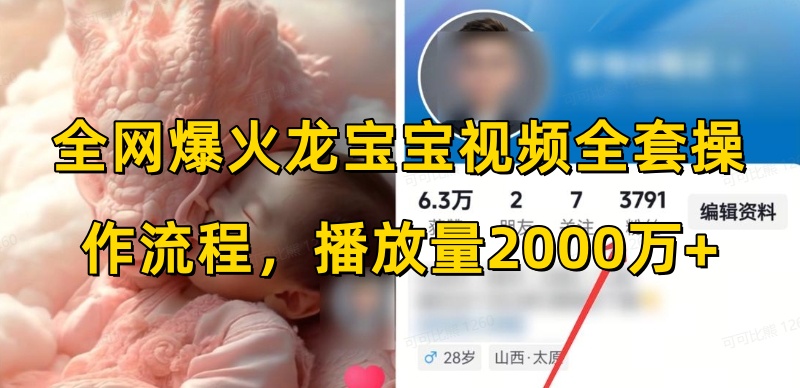 全网爆火龙宝宝视频全套操作流程，播放量2000万+-8U创业网