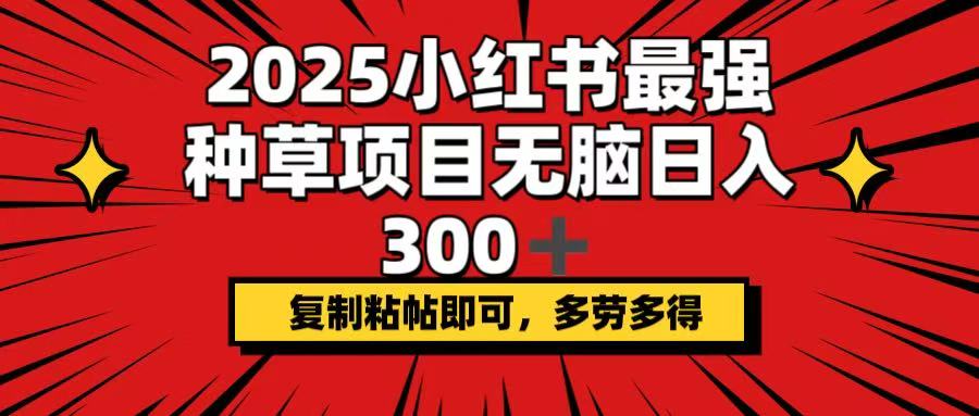 2025小红书最强种草项目，无脑日入300+，复制粘帖即可，多劳多得-8U创业网