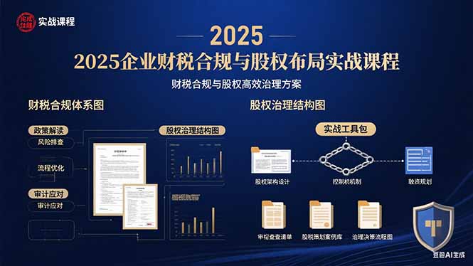 2025企业财税合规与股权布局的实战课程：财税合规与股权高效治理方案-8U创业网