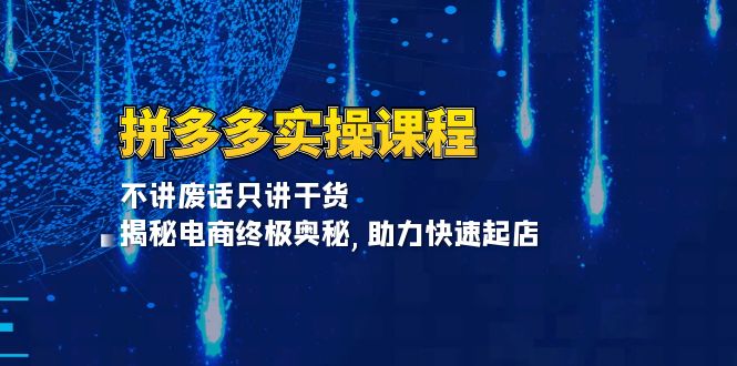 （13577期）拼多多实操课程：不讲废话只讲干货, 揭秘电商终极奥秘,助力快速起店-8U创业网