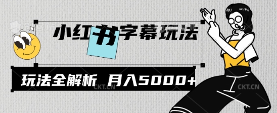 小红书字幕玩法，玩法全解析，月入2000+-8U创业网