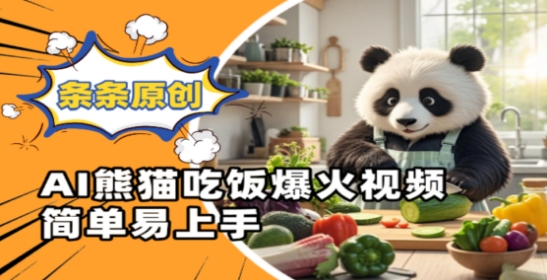 Ai熊猫吃饭爆火视频，条条原创，简单易上手-8U创业网