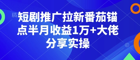 短剧推广拉新番茄锚点半月收益1万+大佬分享实操-8U创业网