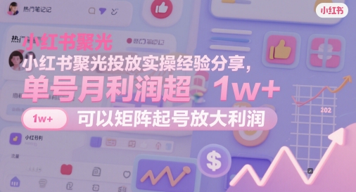 小红书聚光投放实操经验分享，单号月利润超1w+，可以矩阵起号放大利润-8U创业网