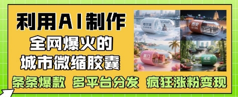 利用AI制作全网爆火的城市微缩胶囊，条条爆款， 多平台分发，疯狂涨粉变现-8U创业网