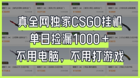 真全网独家CSGO挂G，单日捡漏1k+【揭秘】-8U创业网