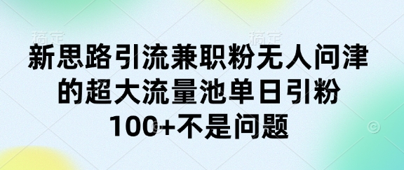 新思路引流兼职粉无人问津的超大流量池单日引粉100+不是问题-8U创业网