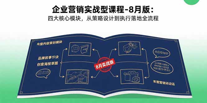 企业营销实战型课程-8月版：四大核心模块，从策略设计到执行落地全流程-8U创业网