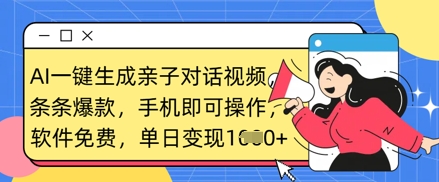 AI一键生成亲子对话视频，条条爆款，一部手机即可操作，单日变现数张-8U创业网