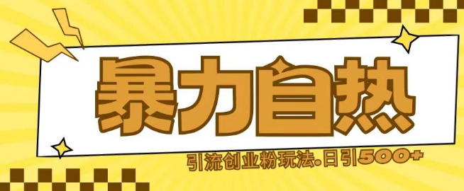 最新暴力自热引流玩法日引500+创业粉-8U创业网